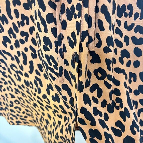 Rails Womens Brown Leopard Print Pleated Tie Waist Button Up Shirt Dress Large - Picture 5 of 9